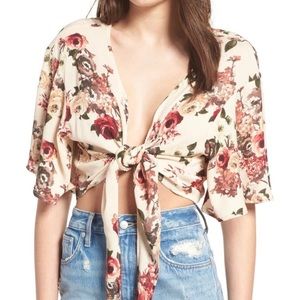 Madison & Berkeley Tie Front Crop Top